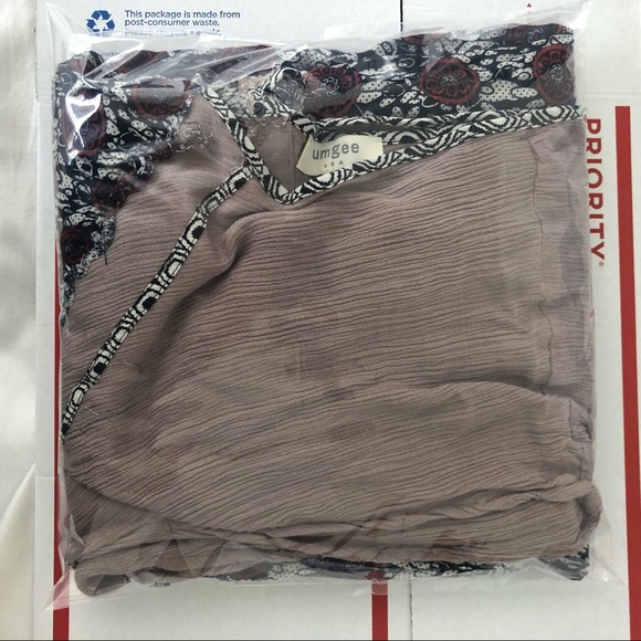 Umgee Mixed Pattern Printed Flowy Boho V-Neck Mini Dress - Picture 7 of 7